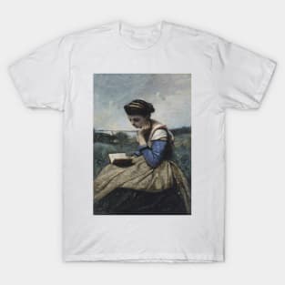 A Woman Reading by Jean-Baptiste-Camille Corot T-Shirt